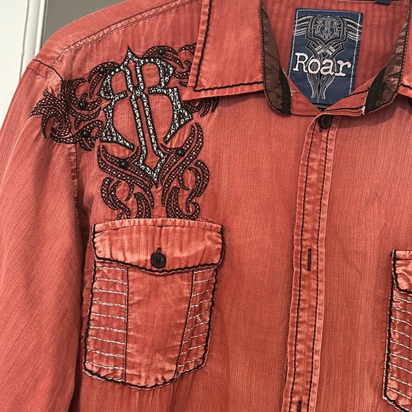 Men’s Roar (Buckle) Distressed Look Button Up Shirt XXL - Picture 3 of 6